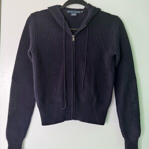 Vintage 1990's Ralph Lauren navy blue cord sweater zip up hoody EXCELLENT